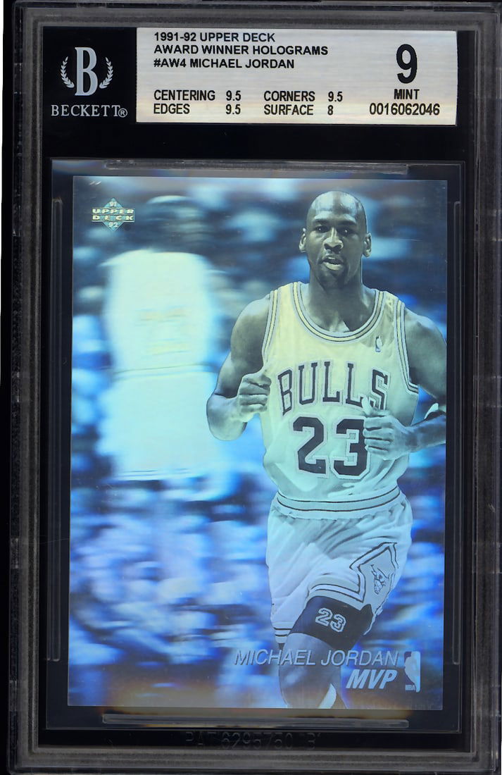 1991-92 Upper Deck Award Winner Holograms card #AW4 with Michael Jordan graded 9 Mint by Beckett (1 of 2)