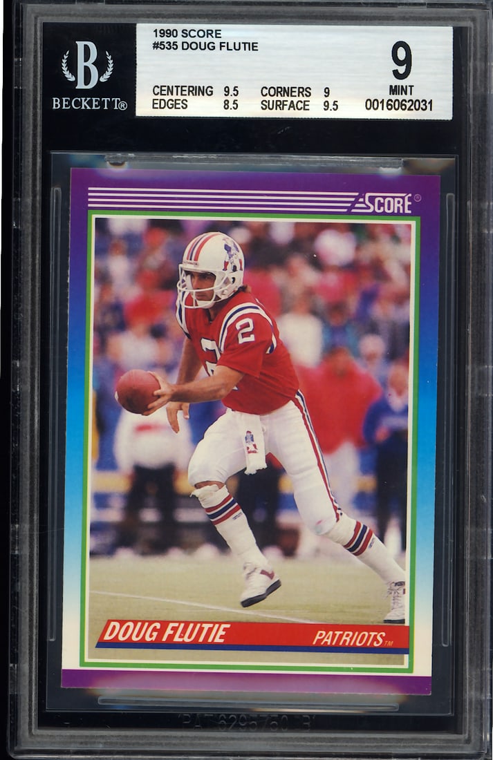 1990 Score #535 featuring Doug Flutie of the New England Patriots. Graded 9 Mint by Beckett (1 of 2)