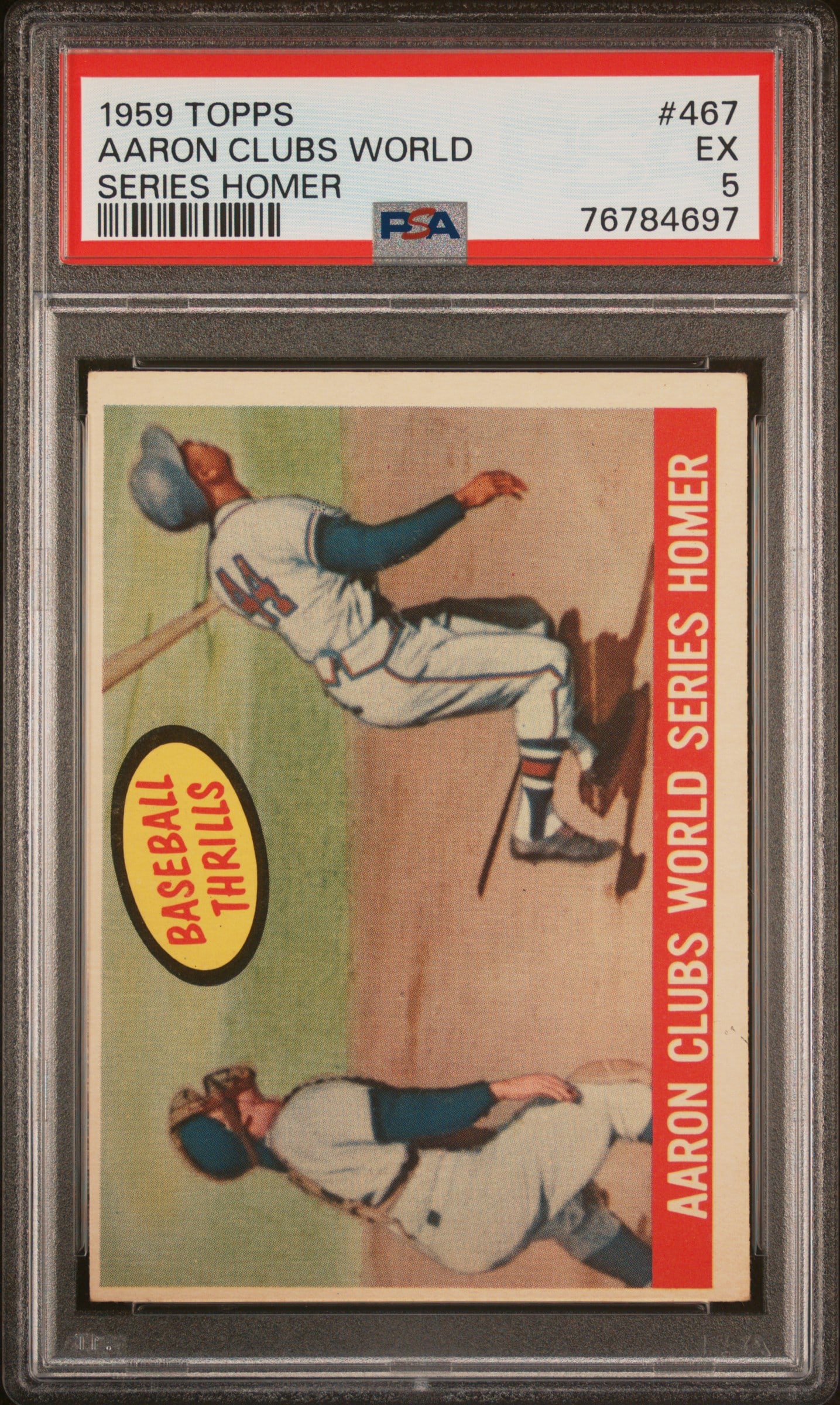 1959 Topps 467 Baseball Thrills Hank Aaron Clubs World Series Homer graded 5 Excellent by PSA (1 of 4)
