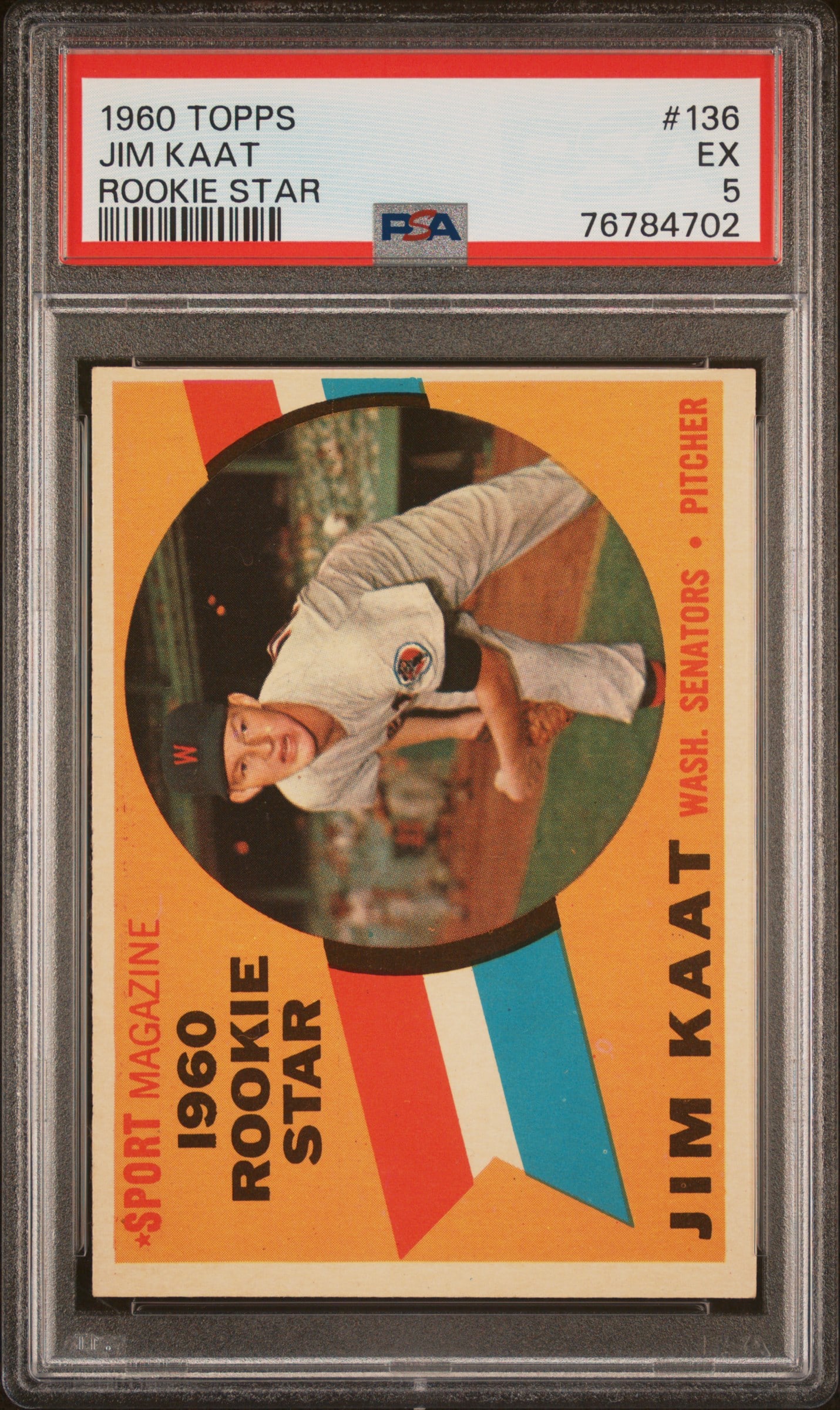 1960 Topps 136 Jim Kaat Rookie Card Washington Senators Pitcher graded 5 Excellent by PSA (1 of 4)