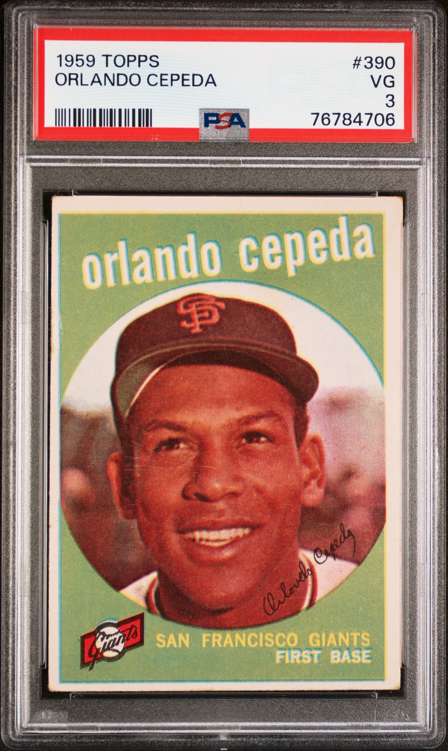 1959 Topps 390 Orlando Cepedia San Francisco Giants First Baseman graded 3 VG by PSA (1 of 3)