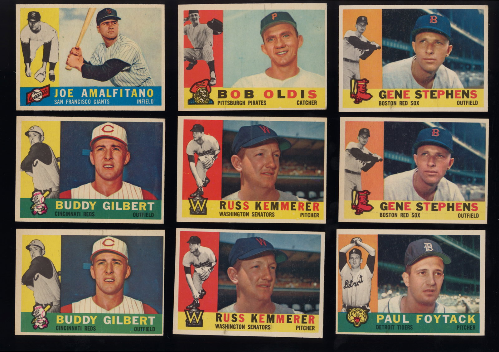 Lot of 9 Topps baseball cards from 1960 Joe Amalfitano, Buddy Gilbert, Bob Oldis and more (1 of 2)