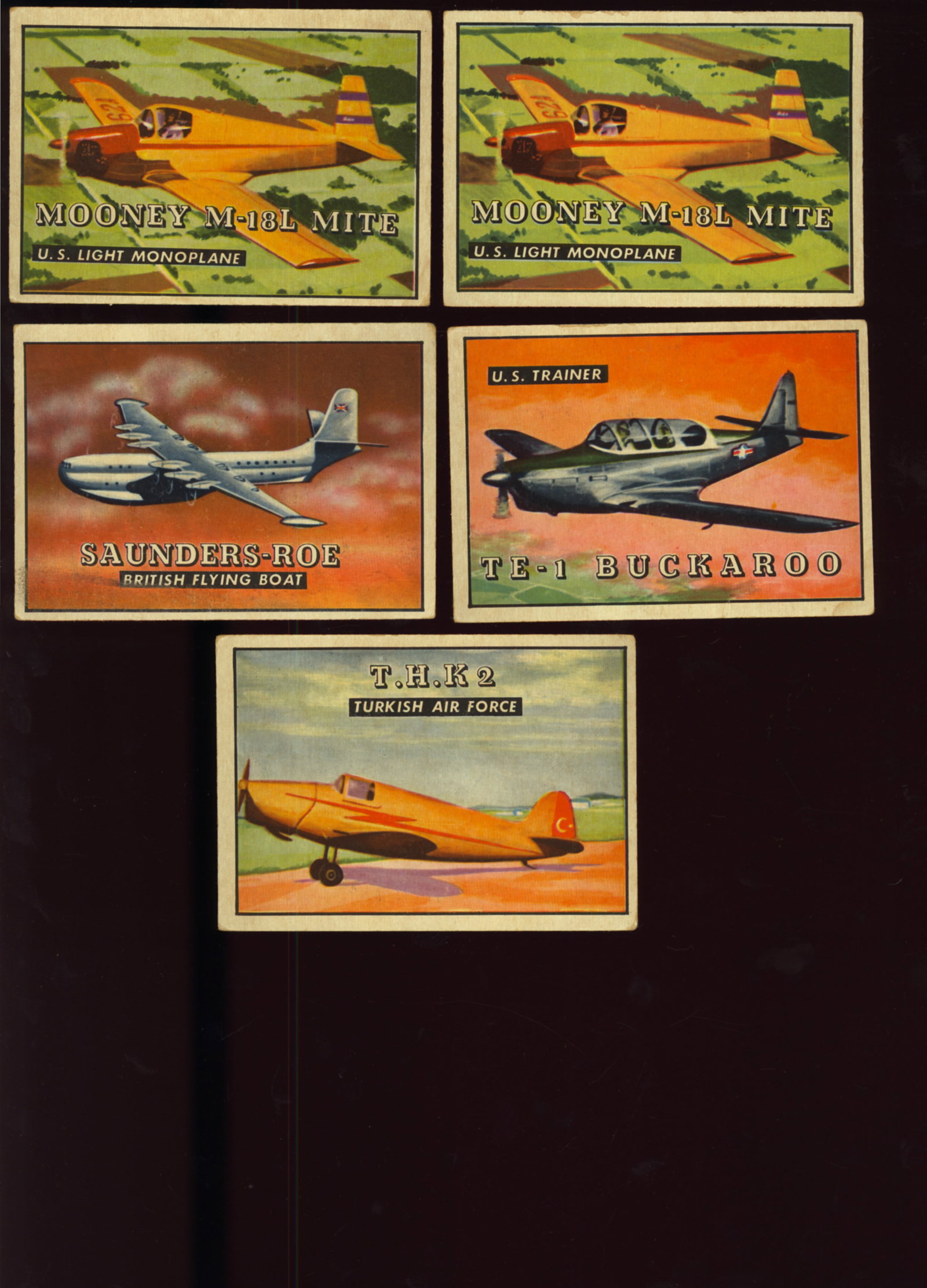 Lot of 5 Topps Wings cards from 1952 as pictured showcasing planes from around the world (1 of 2)