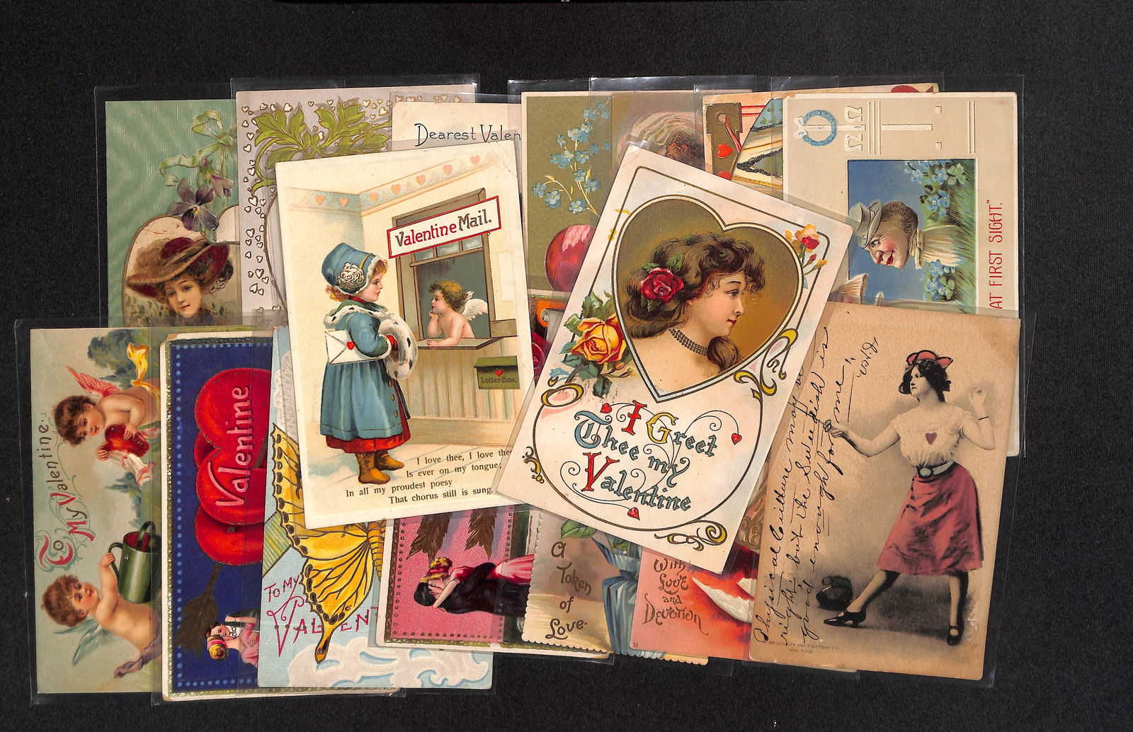 Lot of 16 antique Valentines Day Cards dating mostly from 1907 to 1923 Some rare (1 of 11)
