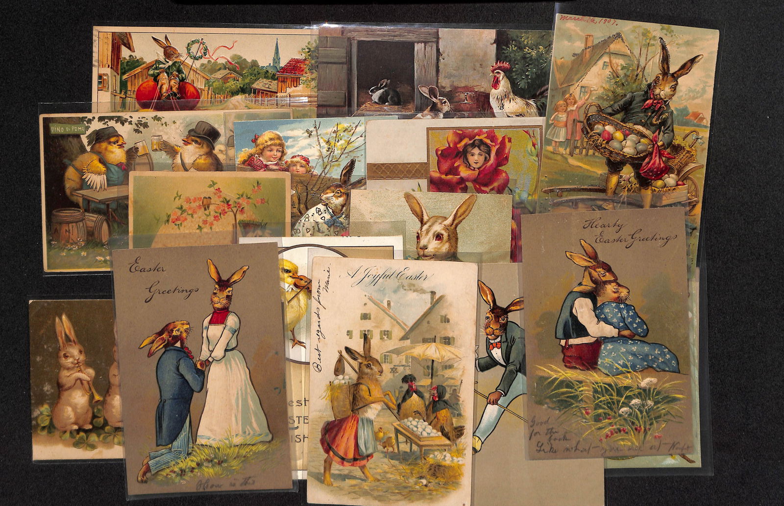 Lot of 16 antique Easter themed postcards dating mostly from 1907 to 1913 as shown - Some rare (1 of 9)