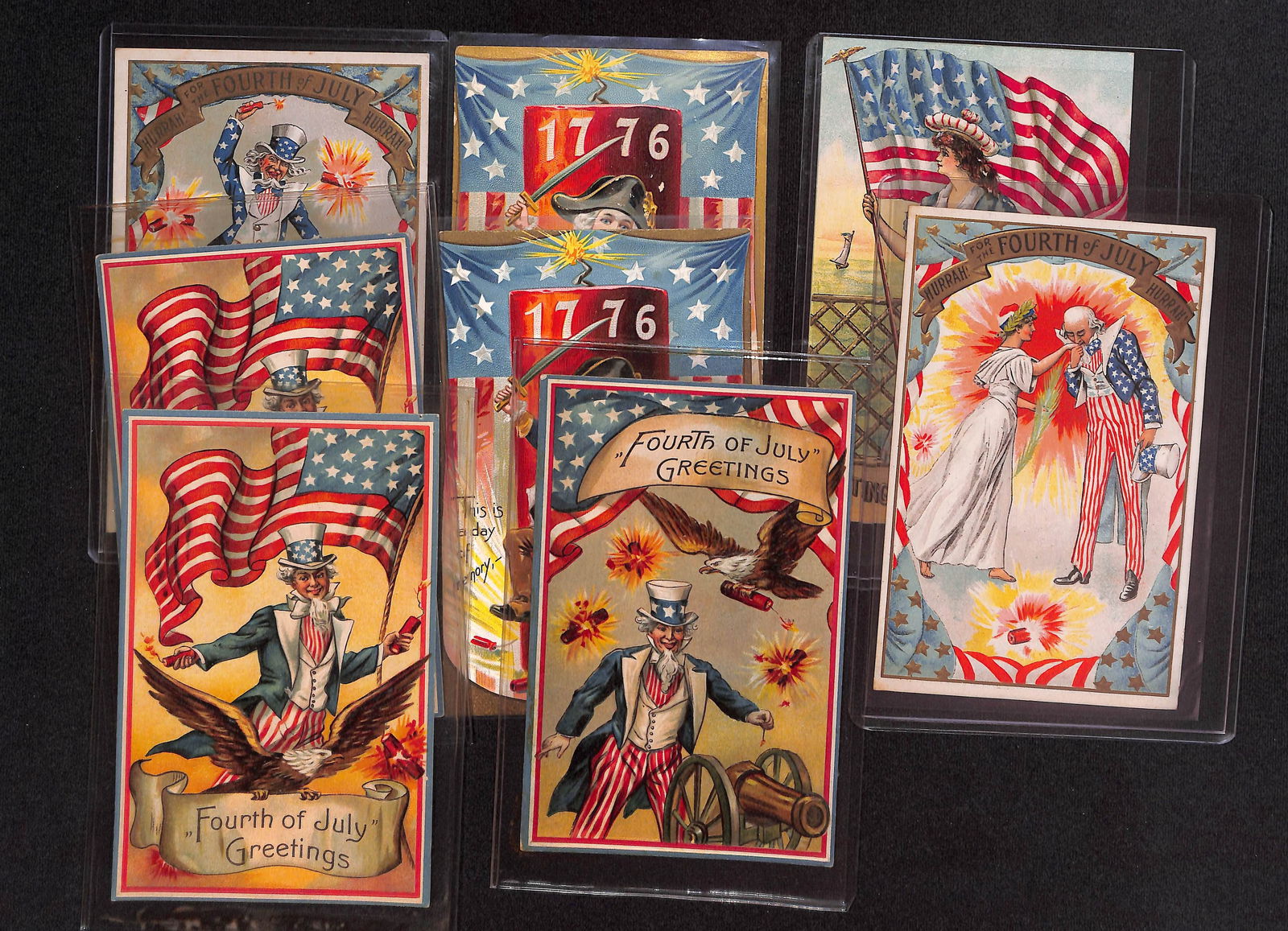 Lot of eight 4th of July themed postcards dating mostly from around 1908 including Tucks (1 of 7)