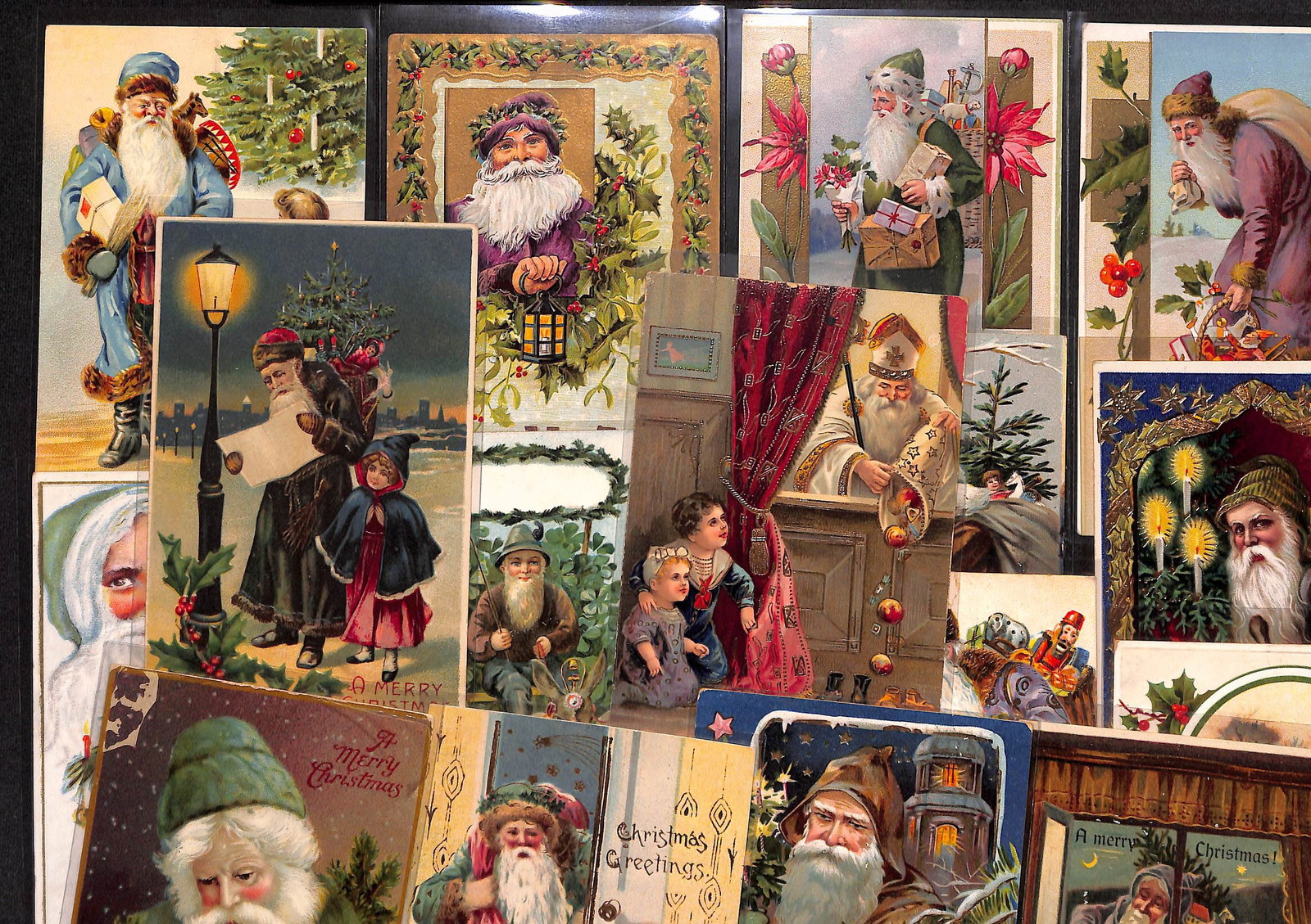 16 antique Christmas postcards multicolored Santas, Tucks, undivided back, German - some rare (1 of 9)