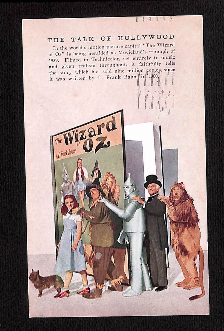 Rare Wizard of Oz postcard postmarked July 3, 1939 predates film release -Mickey Rooney mention (1 of 7)