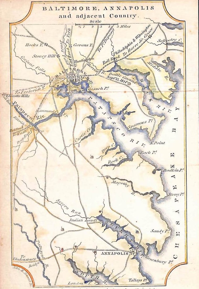 Early 19th century map titled "Baltimore, Annapolis and adjacent Country" by John M. Atwood Sc. (1 of 13)