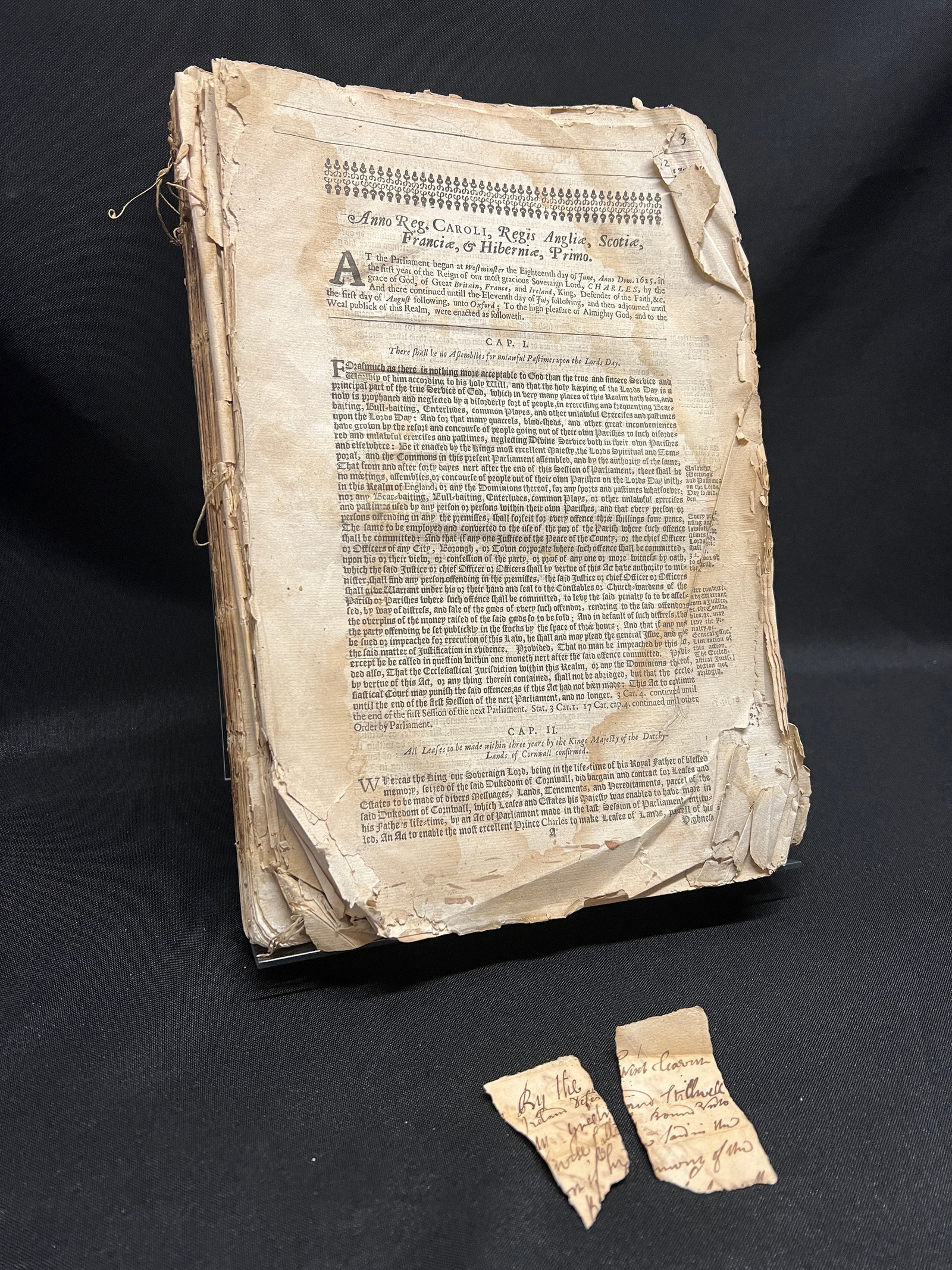 17th C. Anno Regni Caroli, Regis Angliae, Scotiae, Franciae, & Hiberniae, Primo Parliament Great: "Anno Regni Caroli, Regis Angliae, Scotiae, Franciae, & Hiberniae, Primo. At the Parliament begun at Westminster the Eighteenth day of June, Anno Dom. 1625. in the firft (fifth) year of the Reign of o
