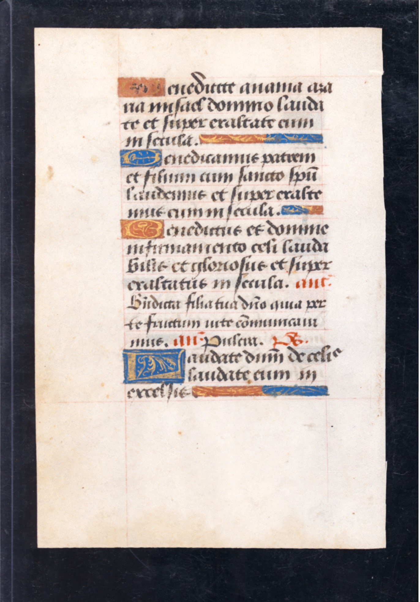 15th century illuminated leaf on vellum from Book of Hours 10 illustrated initials w tempura colors (1 of 2)