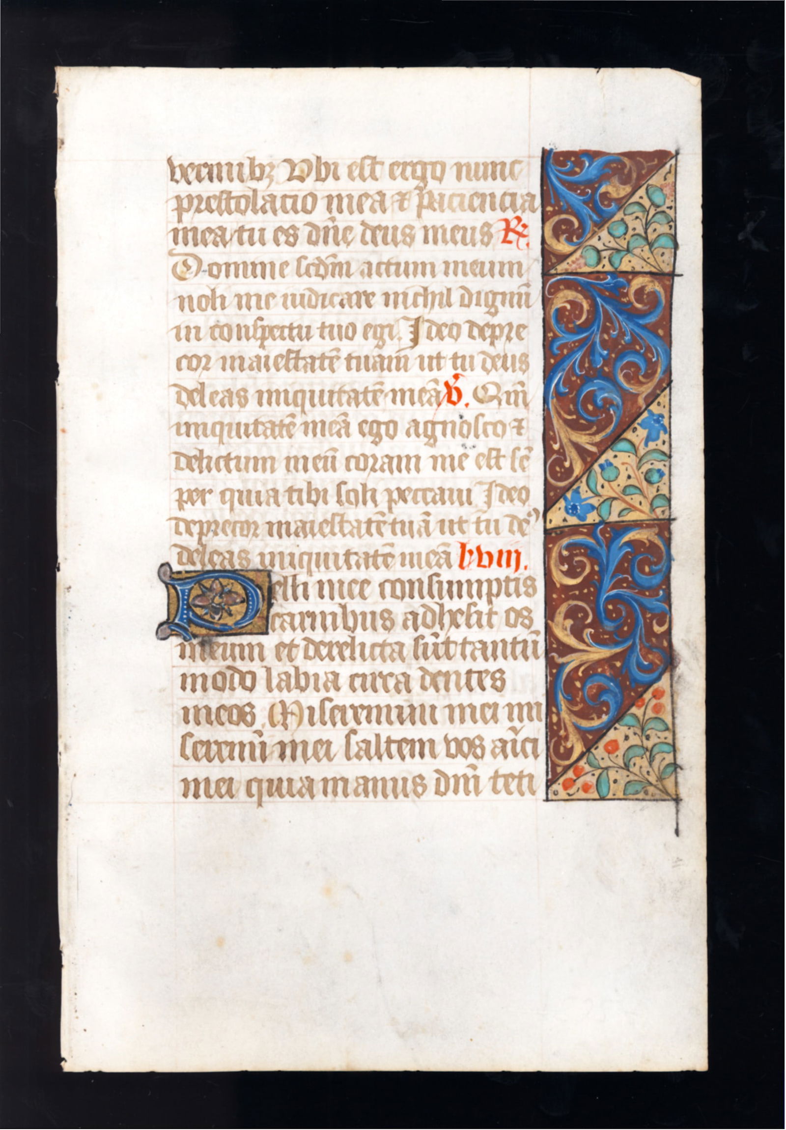 15th century illuminiated leaf on vellum from Book of Hours - Likely Flemish from Antwerp, Belgium (1 of 2)