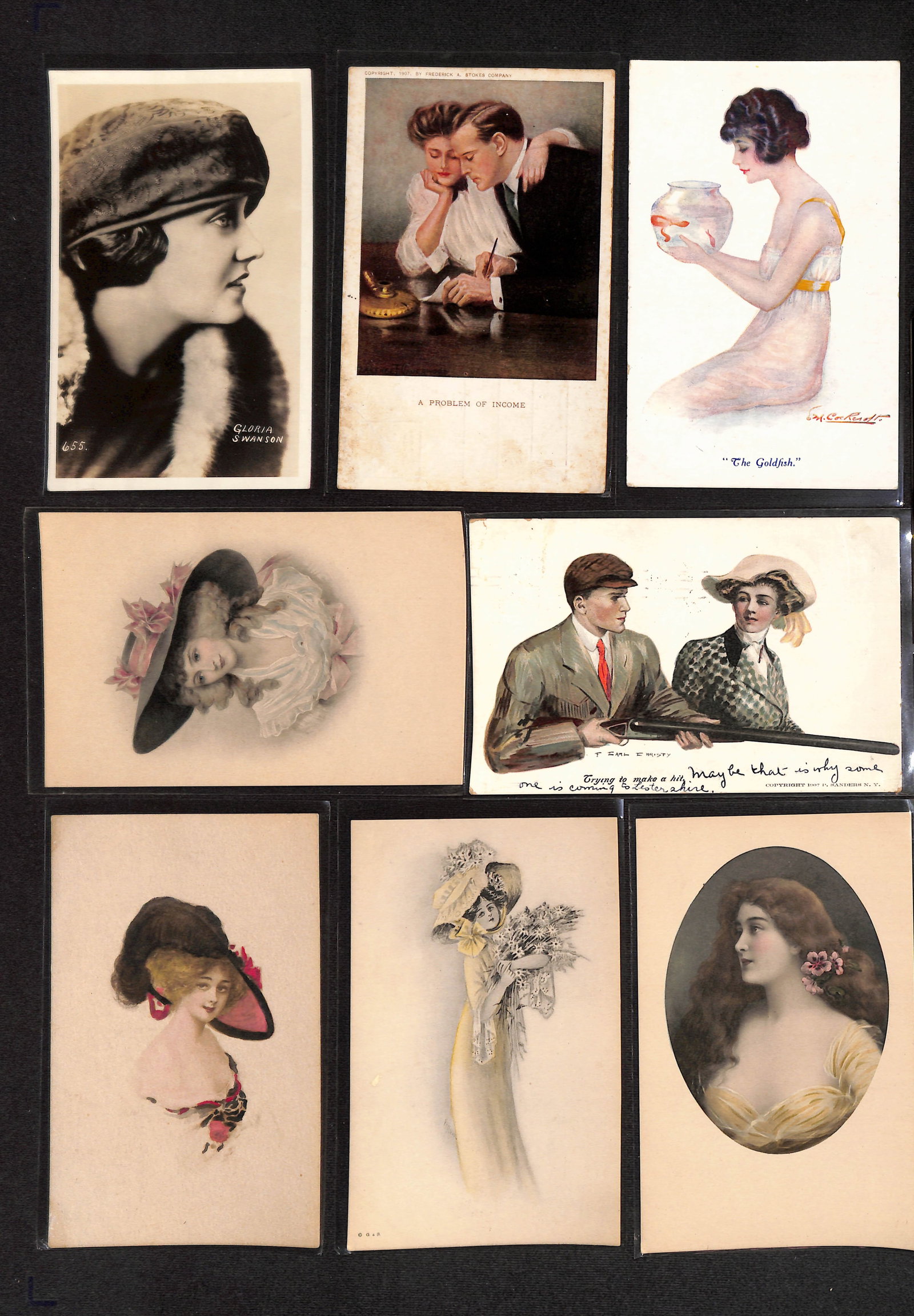 Lot of 8 antique and scarce postcards from the early 1900's of Victorian women in period clothing (1 of 2)