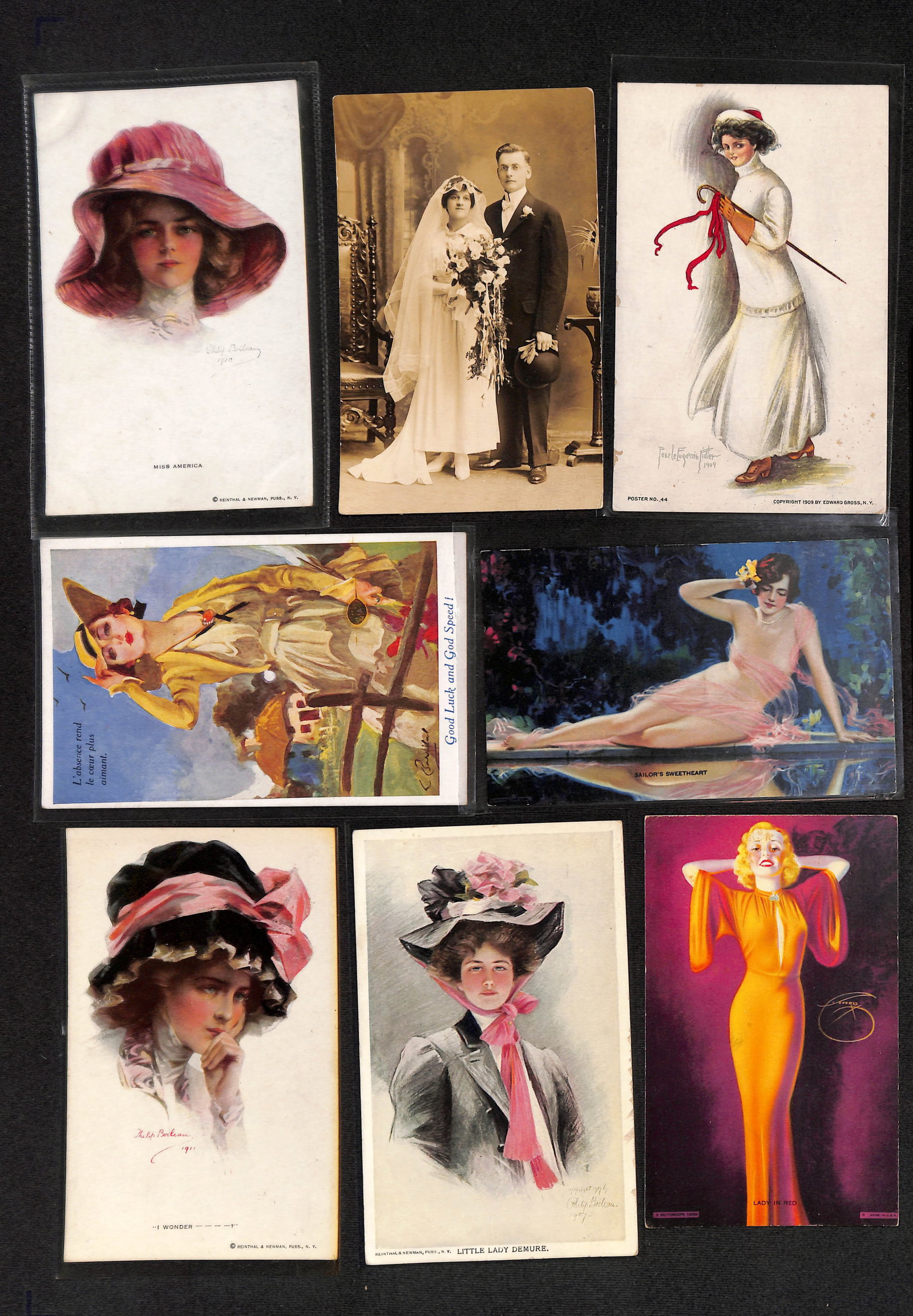 Lot of 8 antique and scarce postcards from the early 1900's of Victorian women in period clothing (1 of 2)