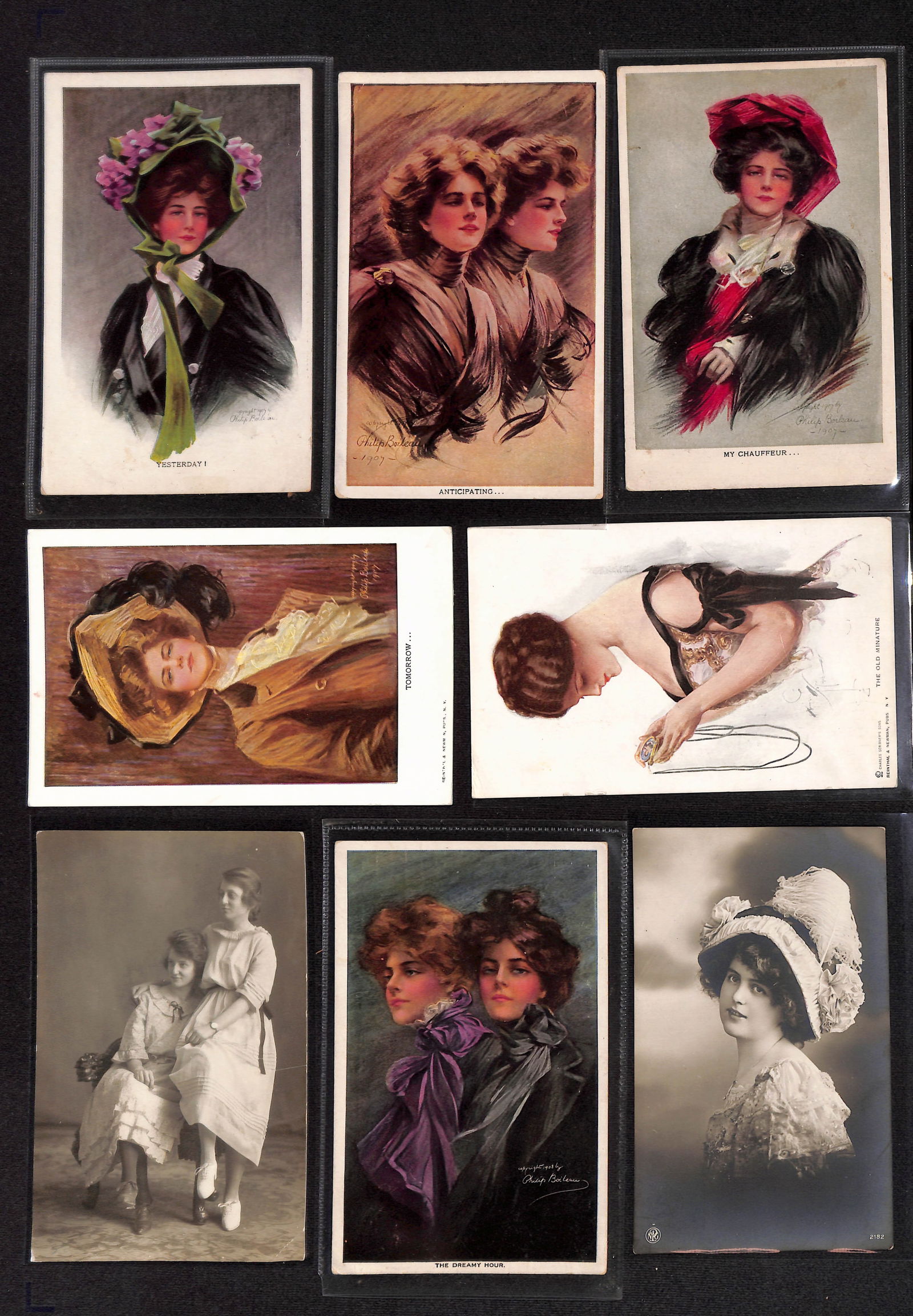 Lot of 8 antique and scarce postcards from the early 1900's of Victorian women in period clothing (1 of 2)