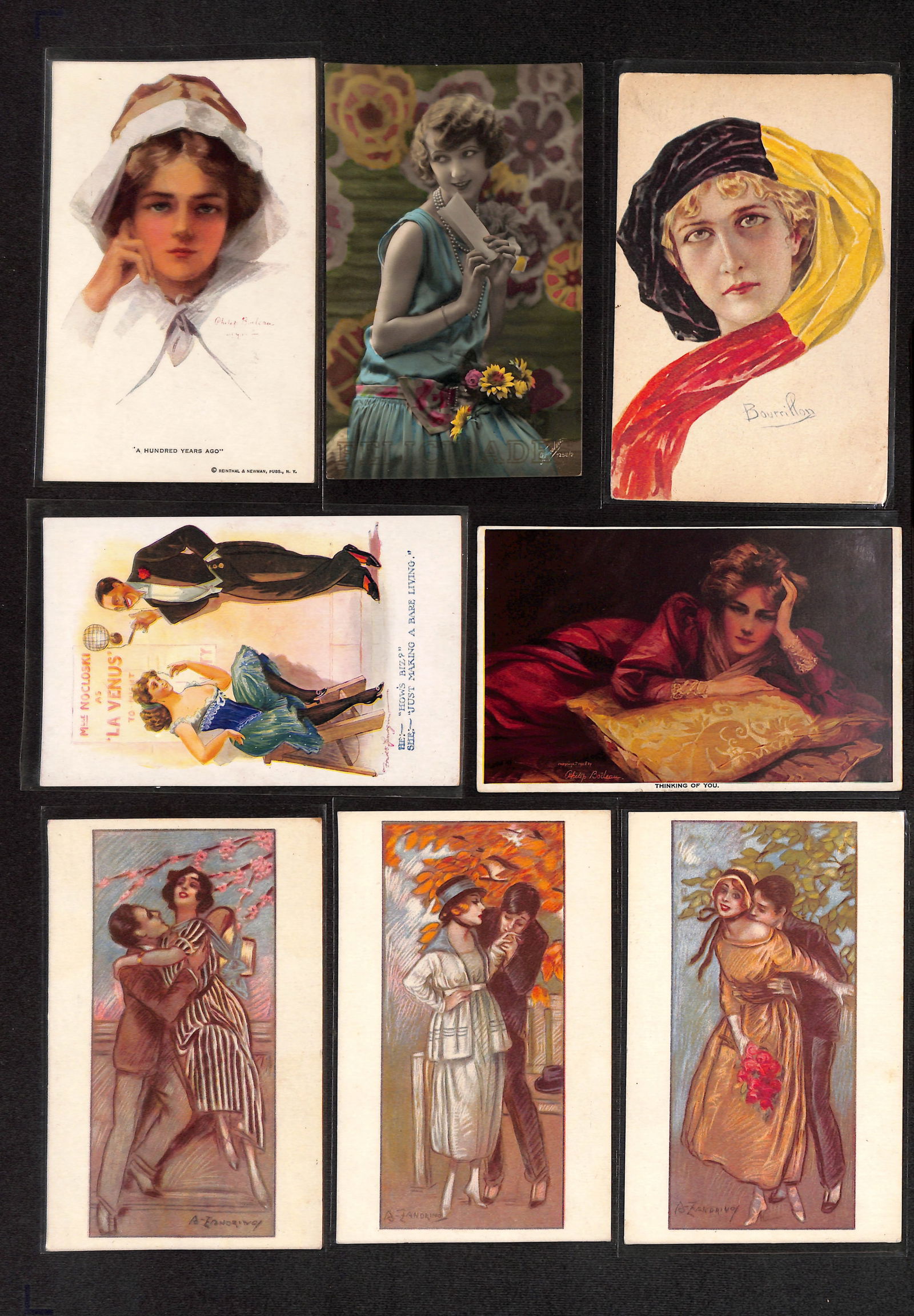 Lot of 8 antique and scarce postcards from the early 1900's of Victorian women in period clothing (1 of 2)
