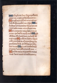 15th century illuminiated leaf on vellum from Book of Hours Office for the Dead At Matins