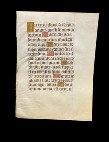 15th century illuminated leaf on vellum from Book of Hours 13 illustrated initials tempura colors