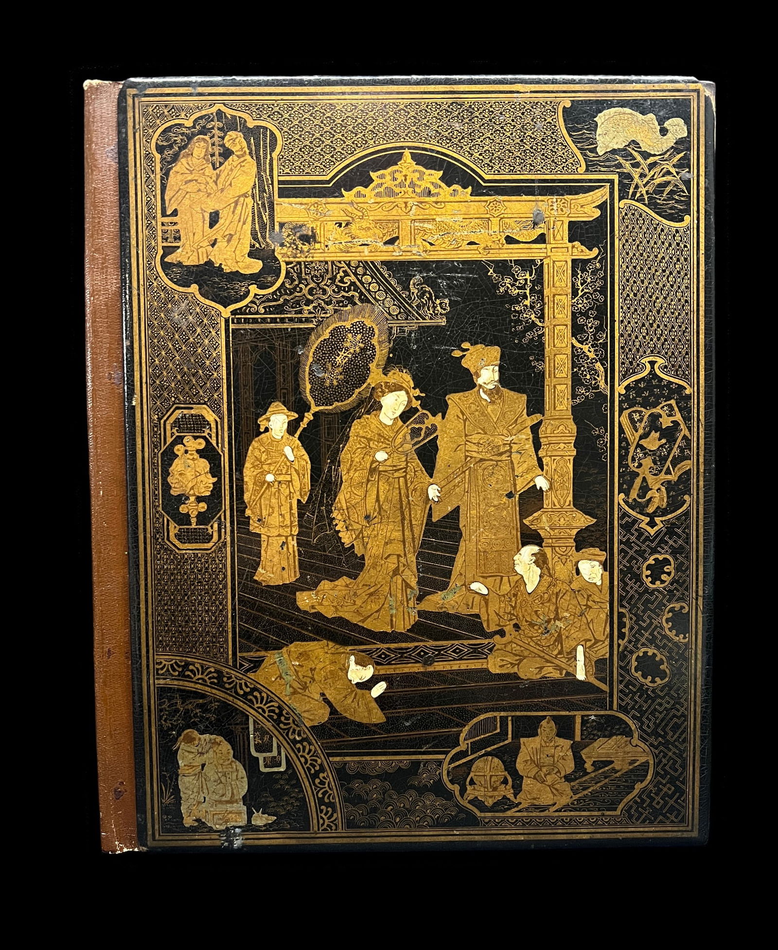 Antique Chinese Lacquered Calligraphy Paper Folder with Inlaid Design (1 of 10)