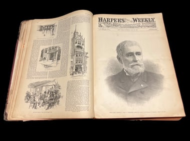 Bound volume of late 1890s Harper's Weekly, A Journal of Civilization Frederic Remington art