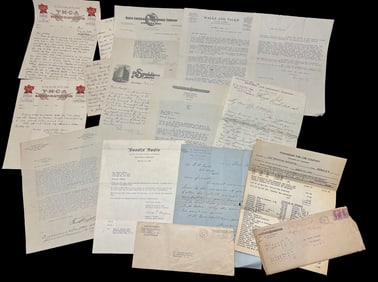 Large Archive of Historical Letters & Documents, WWI, Business, & Personal Correspondence