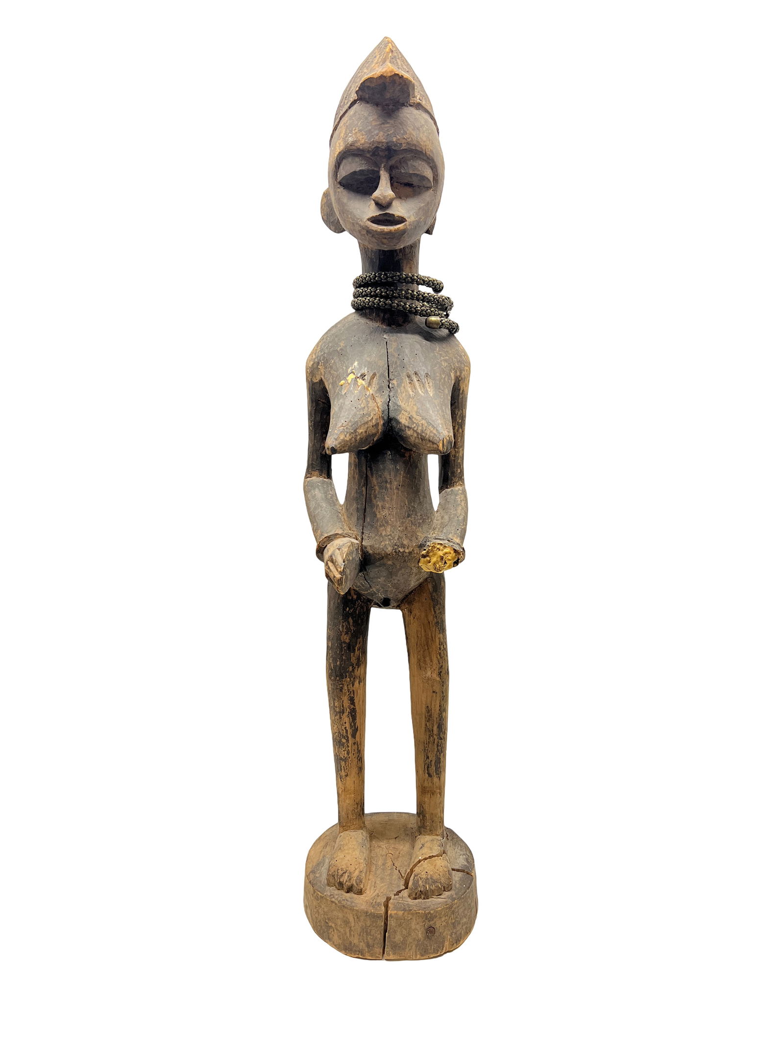 African Tribal Wooden Fertility Figure with Metal Adornments (1 of 10)