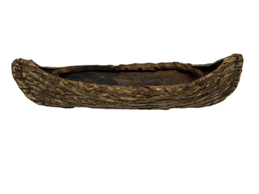 Small Bark and Wood Canoe Model, Possibly Indigenous