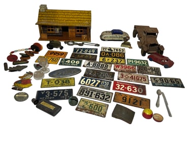 Vintage Collectibles Lot - Sterling Thimble, Toy Vehicles, Brass "Waterloo" Estate of Roy Latham