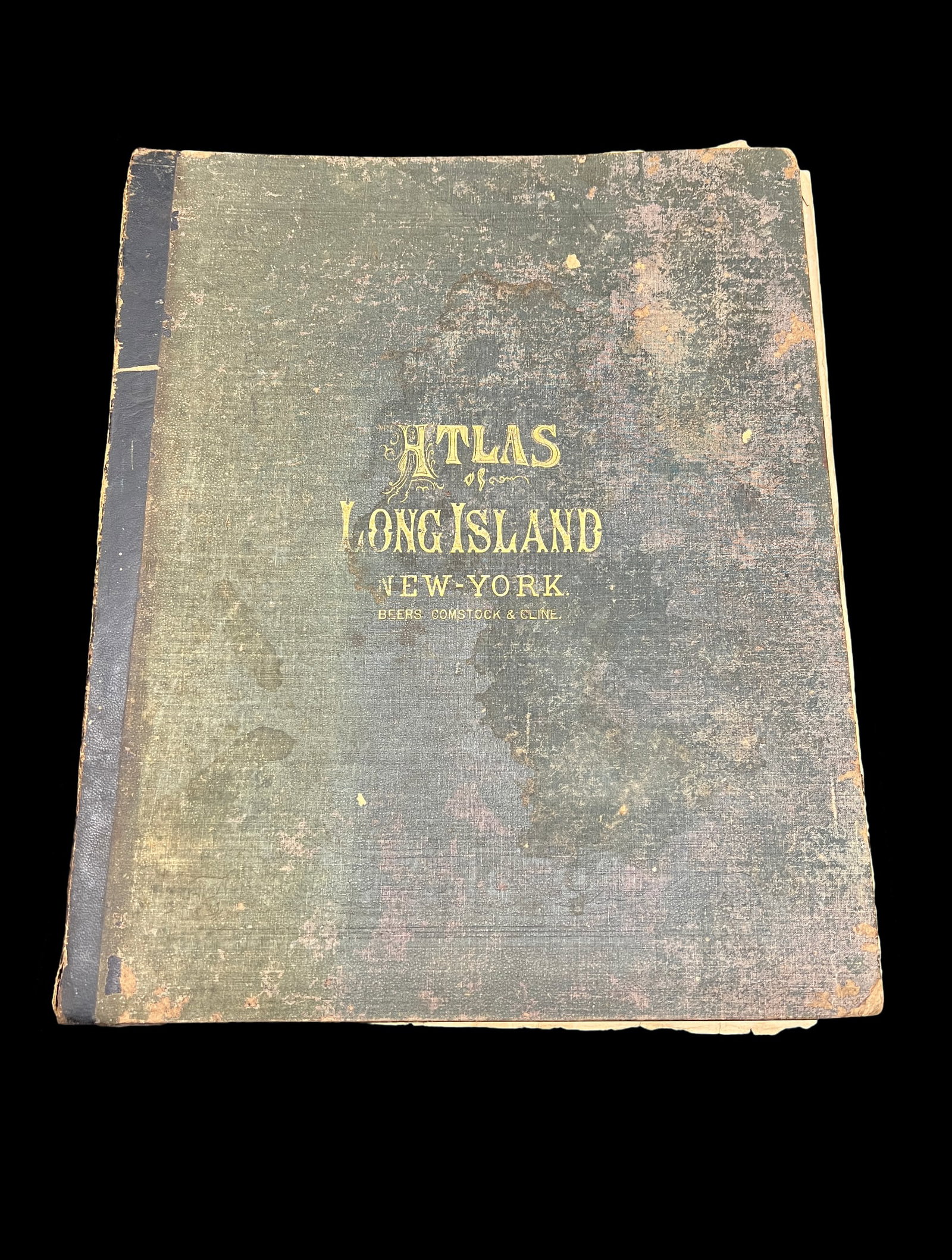 1873 Atlas of Long Island, New York by F.W. Beers, Comstock & Cline 1st Ed. Estate of Roy Latham: This is an original 1873 edition of Atlas of Long Island, New York, published by Beers, Comstock & Cline, based on detailed land surveys and official records. Compiled and engraved under the direction