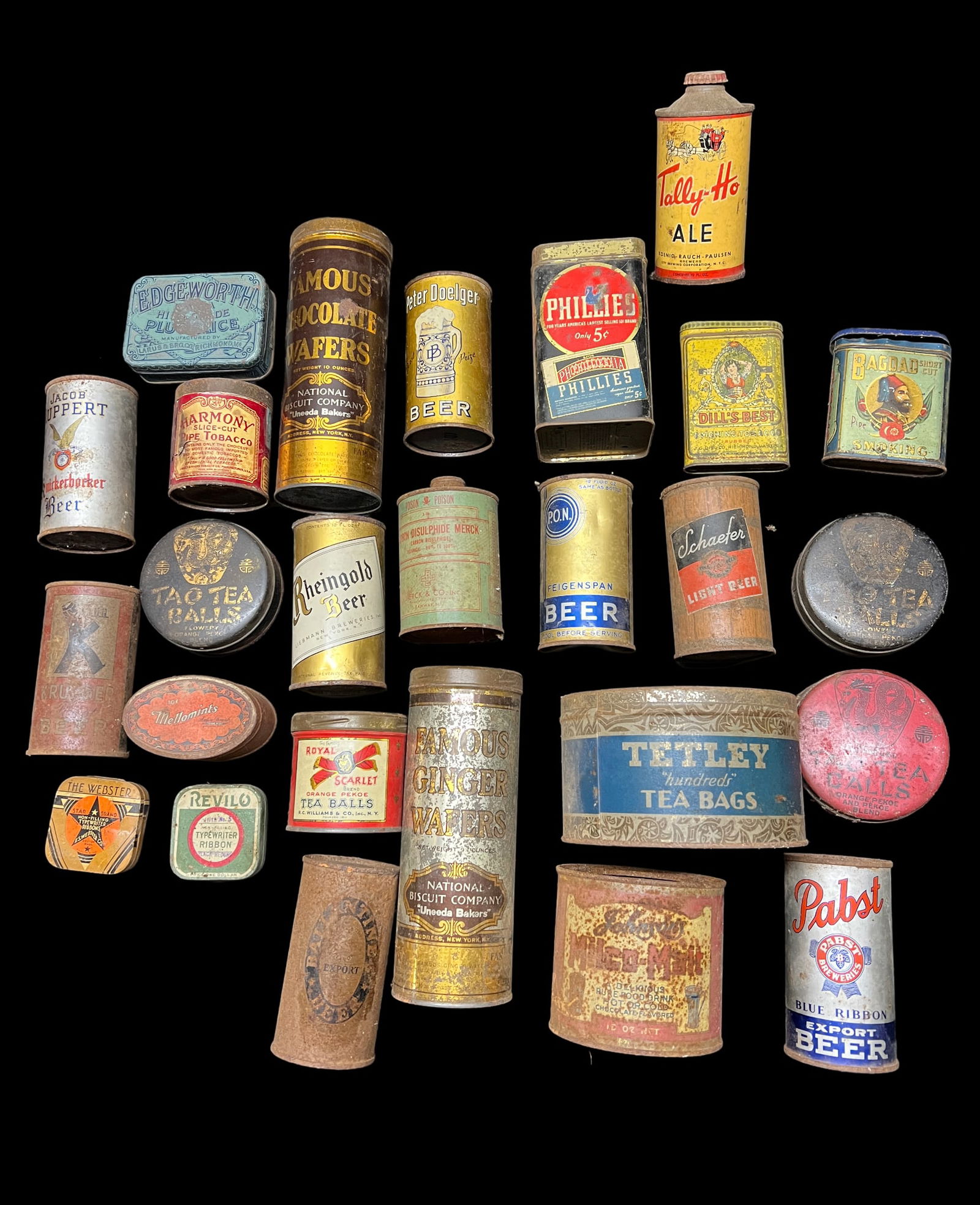Tally-Ho Ale Cone Top Can with Cap USBC 186-22 VERY RARE + Assorted Vintage Advertising Tins (1 of 15)