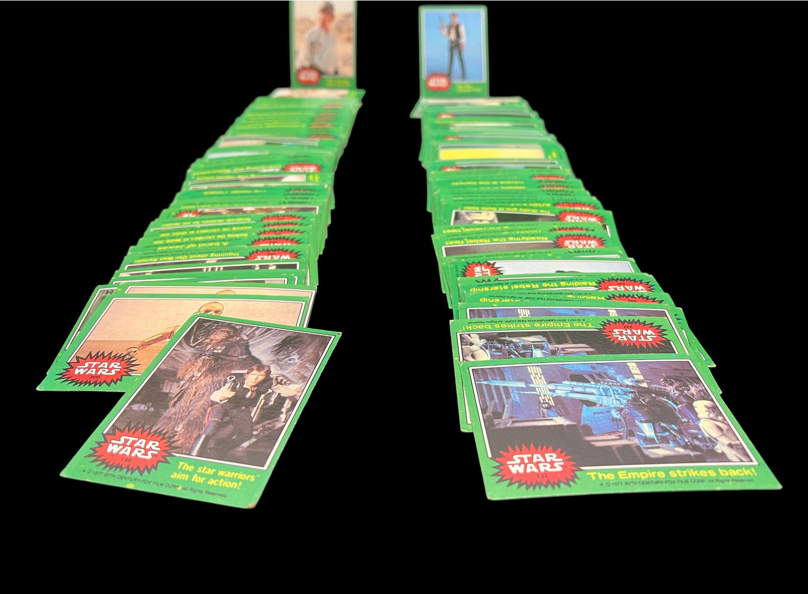 Mixed lot of over 140 Star Wars Series 4 Trading Cards (1977) with Green Border (1 of 2)
