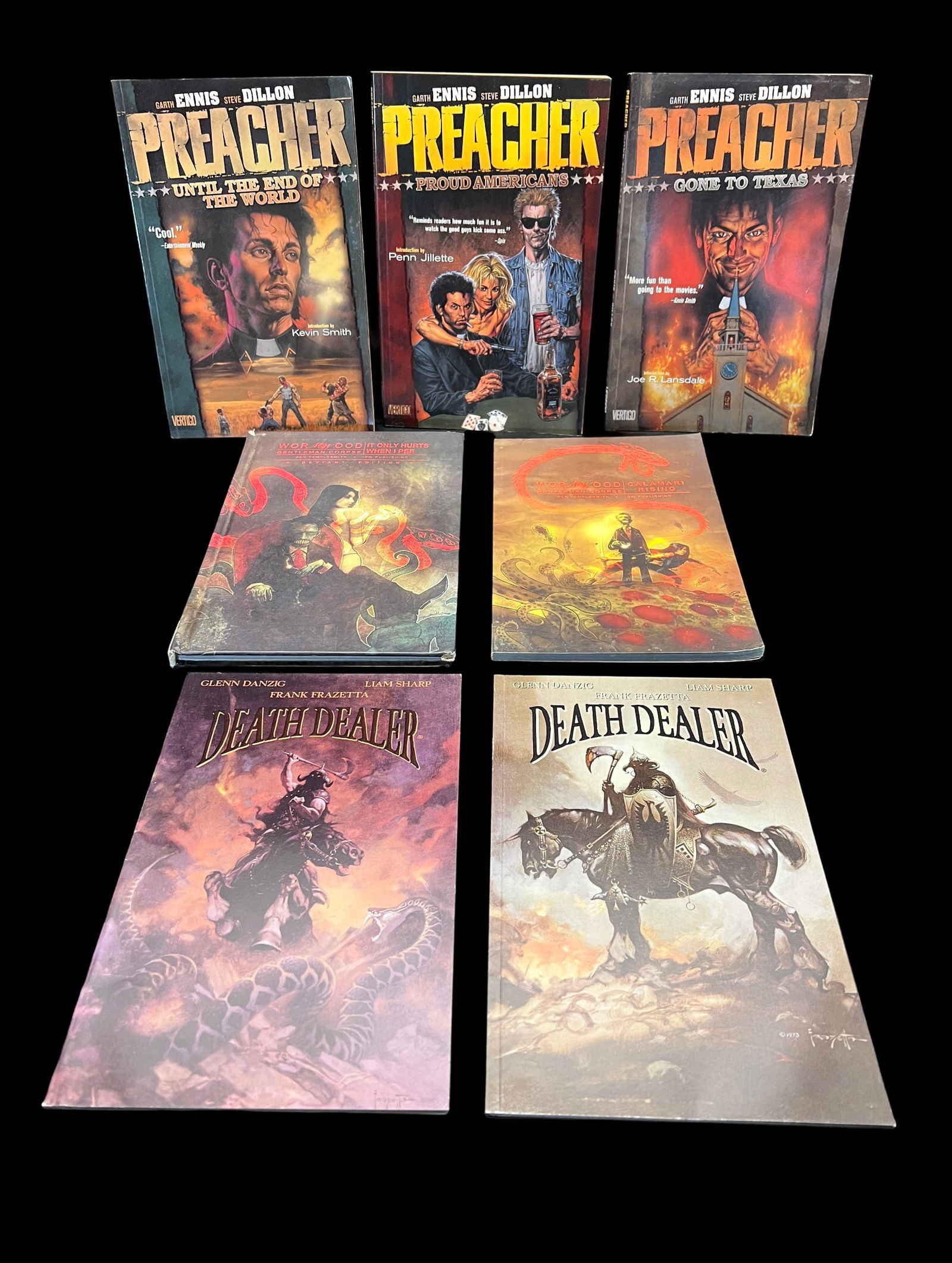 Lot of 7 Graphic Novels/Comic Books – Preacher Vols 1–3, Death Dealer, Wormwood by Templesmith (1 of 10)