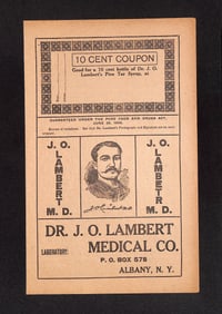 Dr. J. O. Lambert Medical Co. Early 20th Century Health Products Advertisement