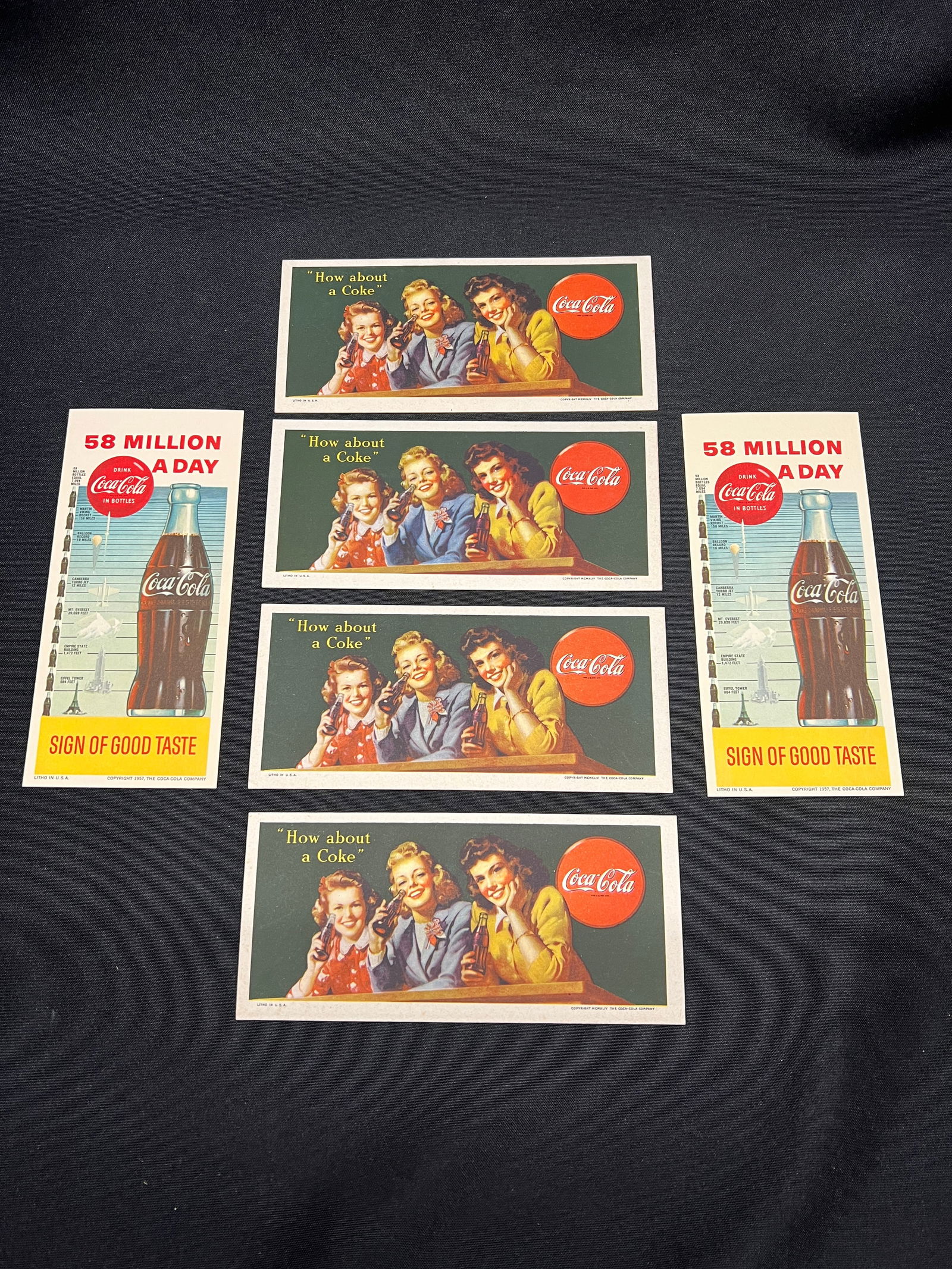 Lof of 6 Original Coca-Cola Advertising Lithographs from 1944 (4) and 1957 (2) in Excellent (1 of 9)