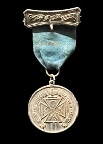 Antique Knights of King Arthur Fraternal Medal w/ Ribbon, Whitehead & Hoag, ca. 1890s Roy Latham Est