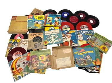 Mid-20th Century Lot of Mixed 45 & 78 RPM Records with Illustrated Sleeves Roy Latham Estate