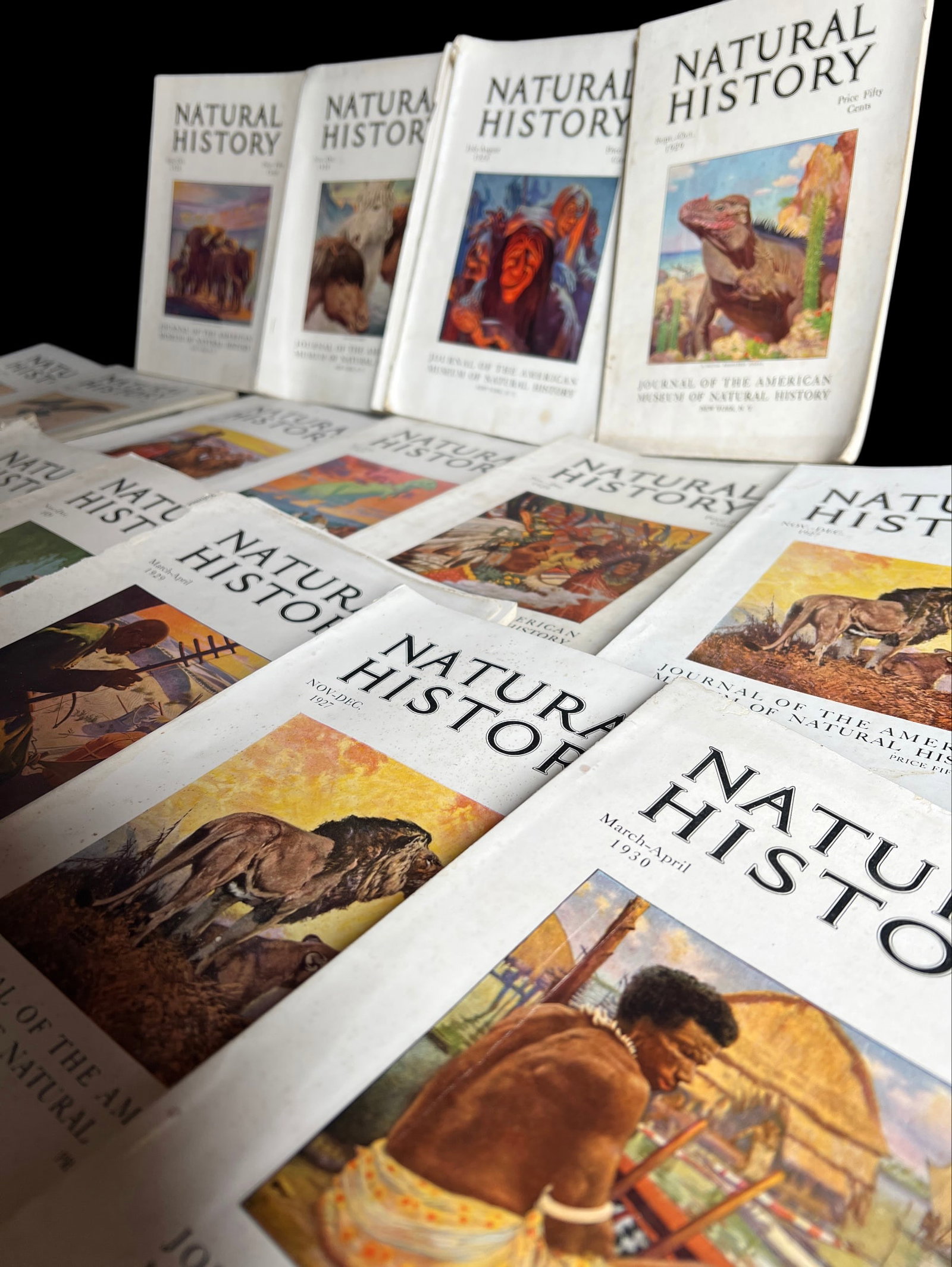 19 Early Issues of Natural History and American Museum Journal, 1915 to 1936, Estate of Roy Latham: This lot includes 19 issues of Natural History magazine and its predecessor, The American Museum Journal, published by the American Museum of Natural History between 1915 and 1936. These issues featur