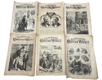 6 Issues of The Illustrated Christian Weekly, 1874–1876, American Tract Society Illustrated Covers