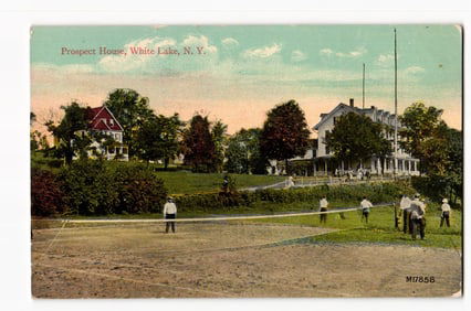 Prospect House, White Lake, N.Y., View with Tennis Players on Court, Early 20th Century