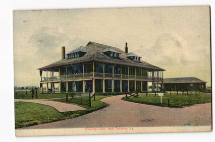 Country Club Building with Two Stories, Verandas, and Pathways, New Orleans, Louisiana.
