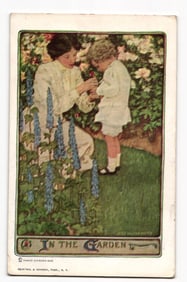 Jessie Willcox Smith Illustration: Woman and Child in Floral Garden, 'In the Garden', ca. 1922