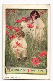 Jessie Willcox Smith Illustration, Three Children Amidst Red Poppies, 'Among the Poppies'