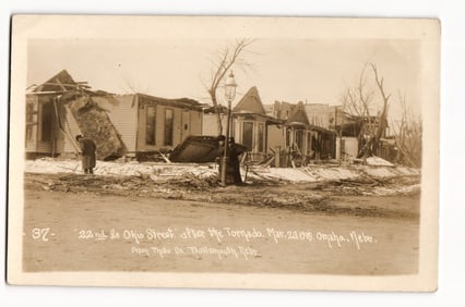Omaha, Nebraska Tornado Aftermath: 22nd & Ohio Street, March 23, 1913. Olson Photo Co.