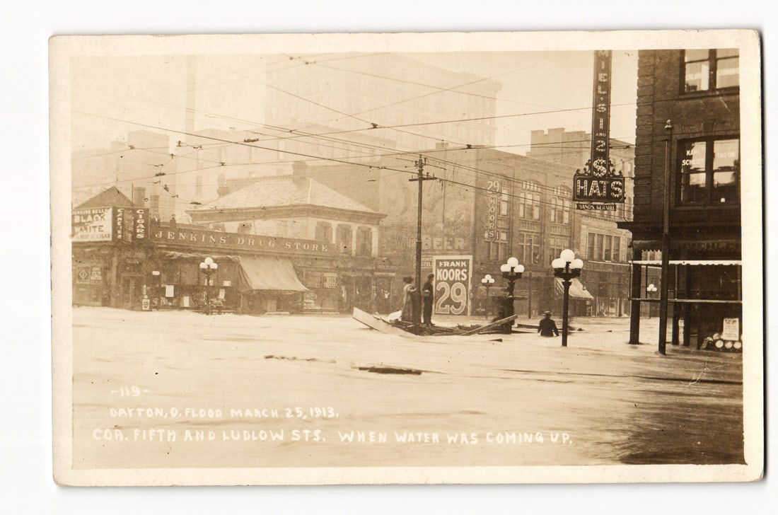 Dayton, Ohio Flood, March 25, 1913: Corner of Fifth and Ludlow Sts. During Rising Waters. (1 of 2)