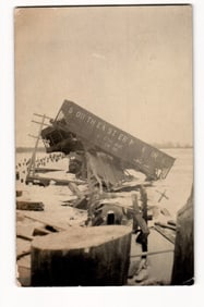 Southeastern Line Train Car Wreckage, Text "WRECK CTH BSE 74 86", Ice Setting, RPPC