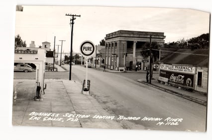 Business Section near Indian River, Eau Gallie, Florida, Mid-20th Century Street View Coca-Cola sign