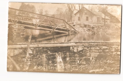 Damaged Metal Truss Bridge, Londonderry, Vermont, Aftermath of Event, May 15, 1911 RPPC