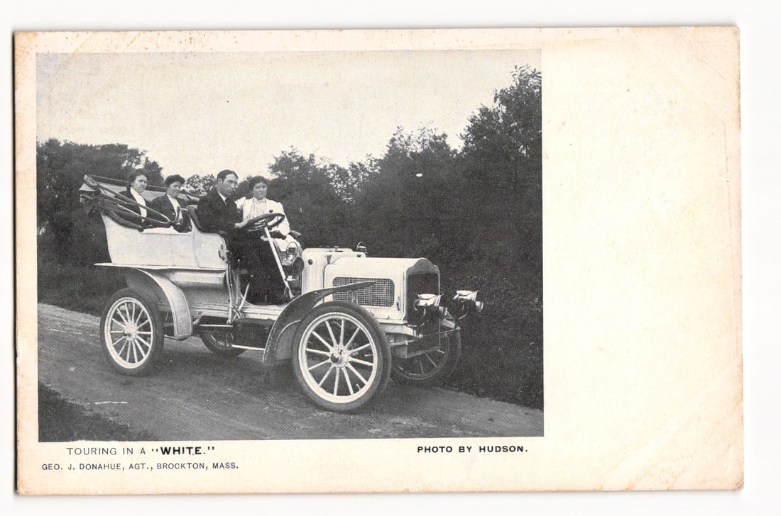 Early 20th C. Postcard of "White" Automobile Touring, Brockton, MA. Geo. J. Donahue, Agt. (1 of 2)