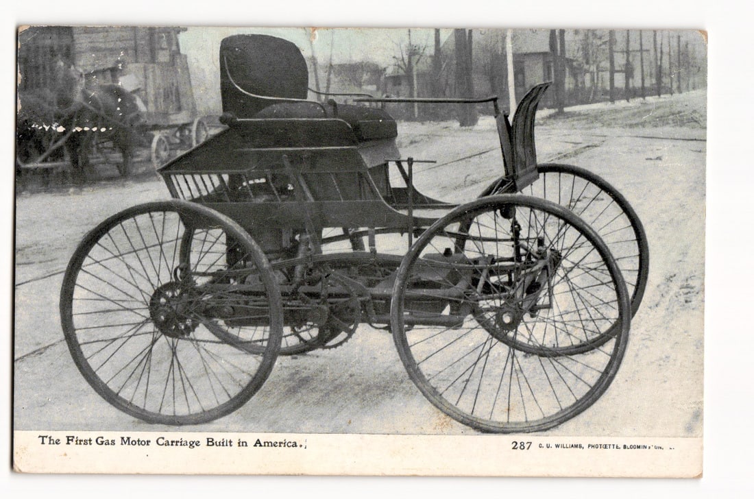 The First Gas Motor Carriage Built in America; C.U. Williams Photo, Bloomington, Illinois (1 of 2)