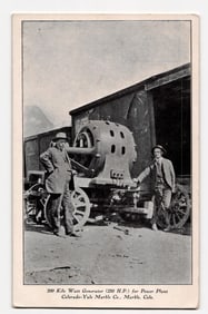 200KW Generator & Two Men, Colorado-Yule Marble Co., Marble, Colo. Industrial Photograph